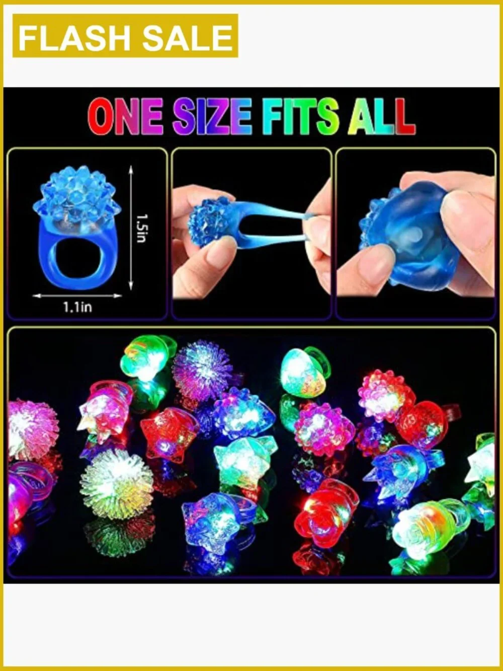 24 Light Up LED Rings Flashing Party Favors Novelty Toys for Kids